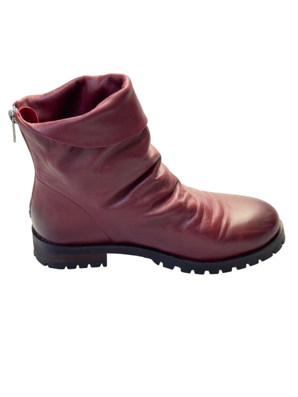 SKECHERS Women’s Boots Burgundy Leather Slouchy Ankle Cuffed Rear Zip Size 7.5M - Picture 8 of 13